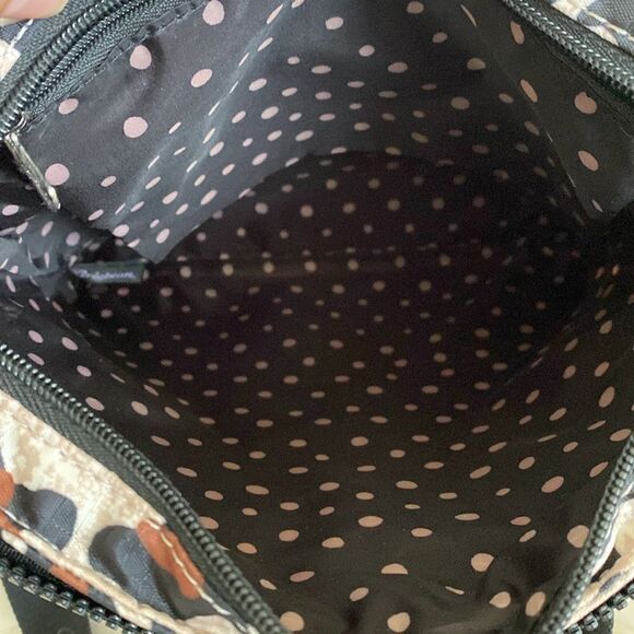 Brighton Nylon Tan Cheetah Leopard Print Large Multi Pocket Crossbody Purse Bag - Picture 7 of 11